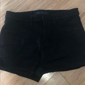 Black High Rise Denim Shorts